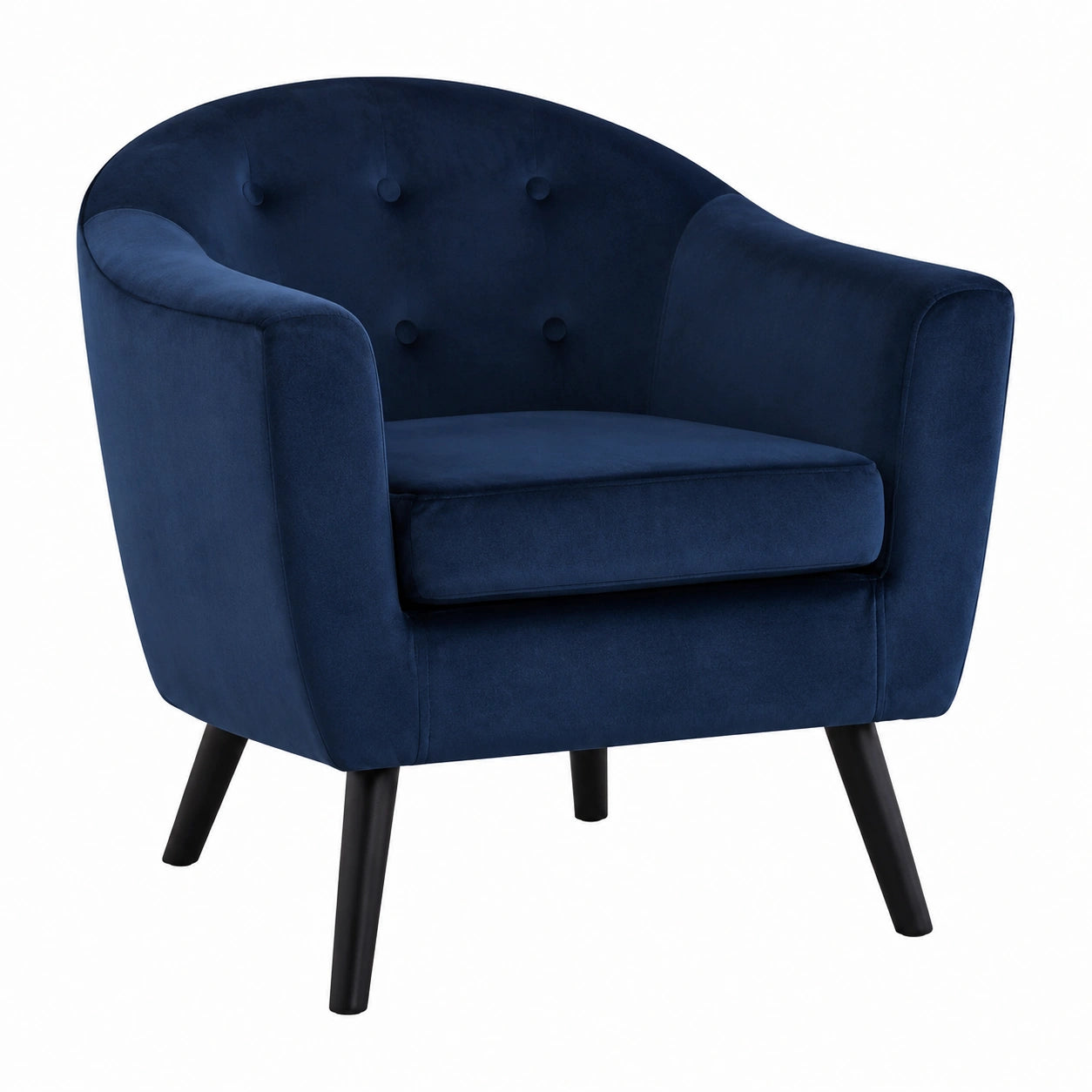 Fauteuil, en velours, coloris bleu, pour le salon ou la chambre