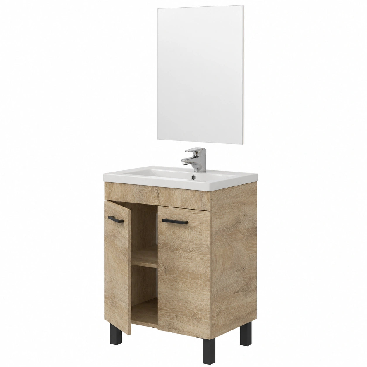 Ensemble de meubles de salle de bain, avec portes, en chêne, 50 x 80 x 40 cm, pour la salle de bain