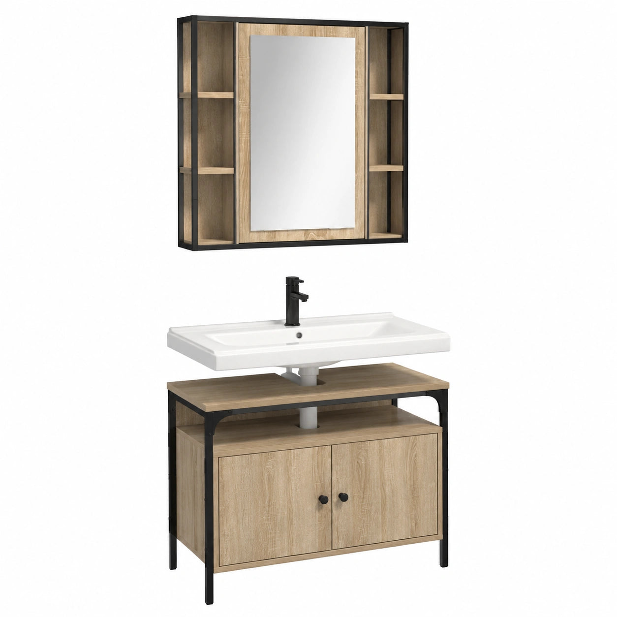 Armoire, avec rangement, avec étagères, avec portes, 2 pièces, coloris marron, pour la chambre