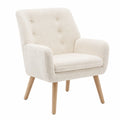 Fauteuil, en tissu bouclette, coloris blanc, pour le salon ou la chambre
