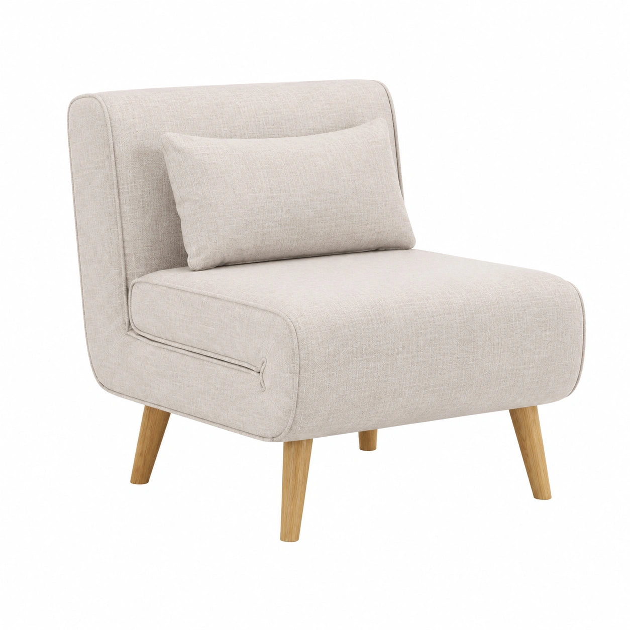 Fauteuil, convertible, en tissu, coloris beige, pour le salon ou la chambre