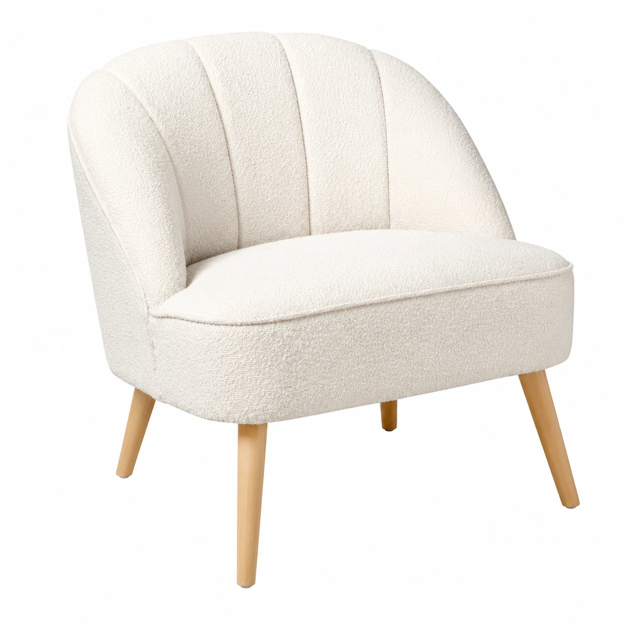Fauteuil, en tissu bouclette, coloris blanc, pour le salon ou la chambre
