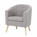 Fauteuil, en lin et tissu, coloris gris, pour le salon ou la chambre