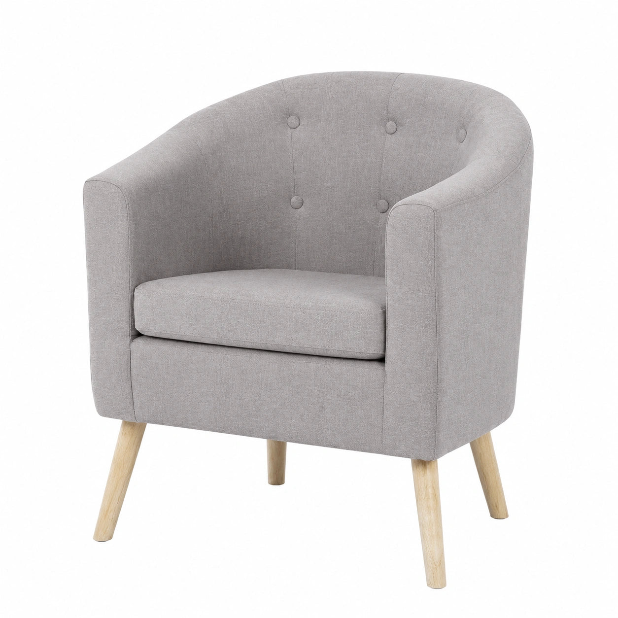 Fauteuil, en lin et tissu, coloris gris, pour le salon ou la chambre