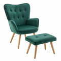 Fauteuil relax, en velours, coloris vert, pour le salon