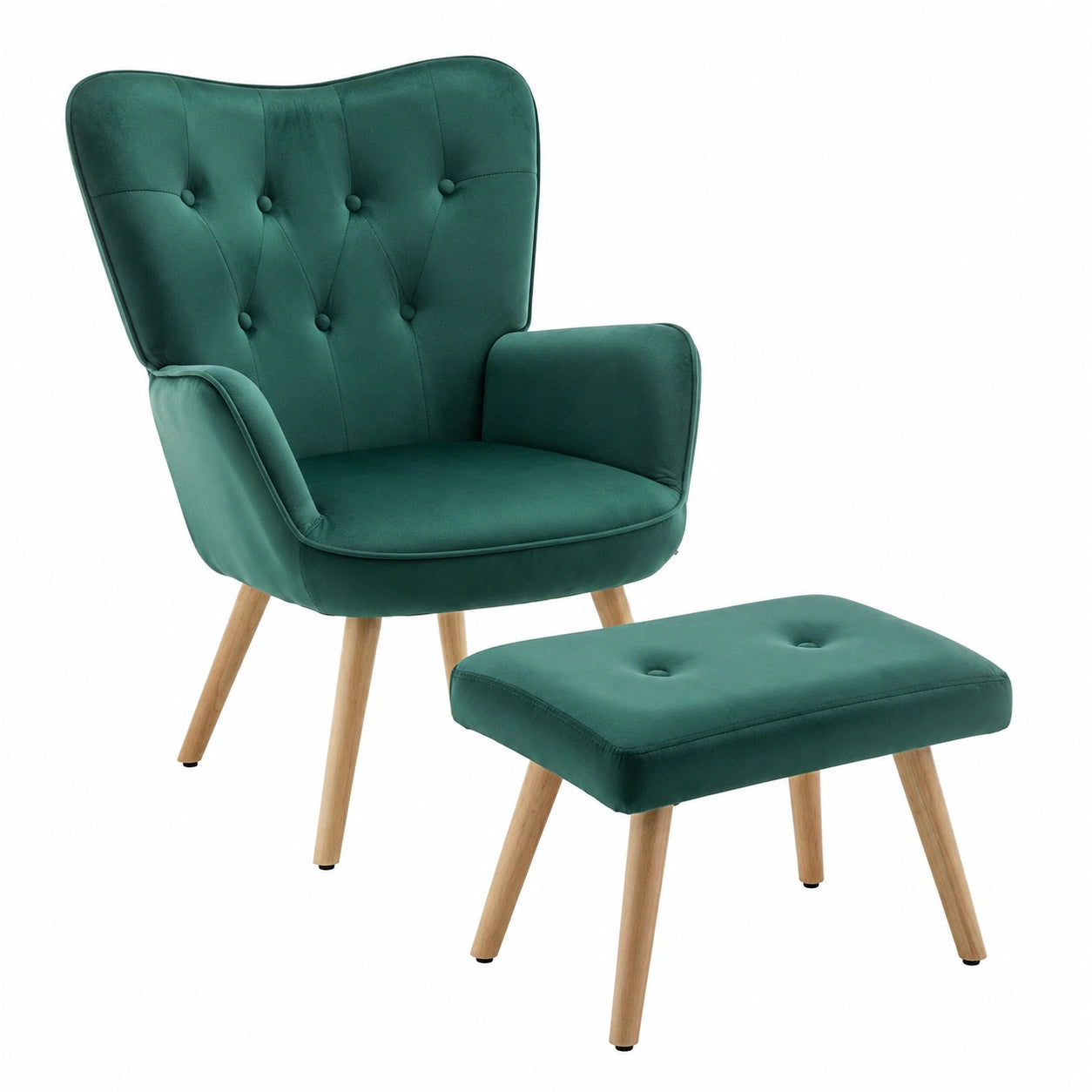 Fauteuil relax, en velours, coloris vert, pour le salon
