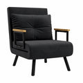 Canapé convertible, réglable, rembourré, en velours et tissu, 1 place, coloris noir, pour le salon ou la chambre d’amis