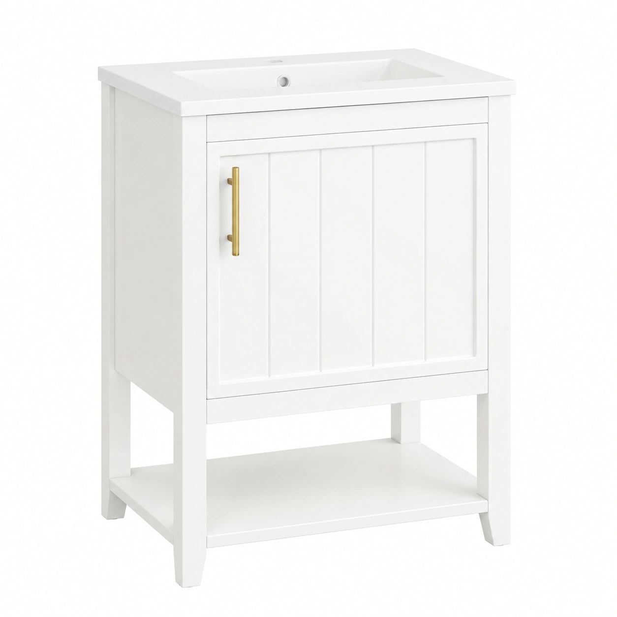 Ensemble de meubles de salle de bain, avec rangement, avec étagères, coloris blanc, pour la salle de bain
